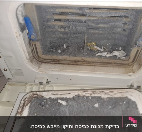 מסנן מייבש כביסה עם אבק ולכלוך מצטבר